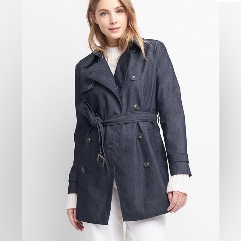 Gap 1969 Women's Double-Breasted Navy Trench Coat